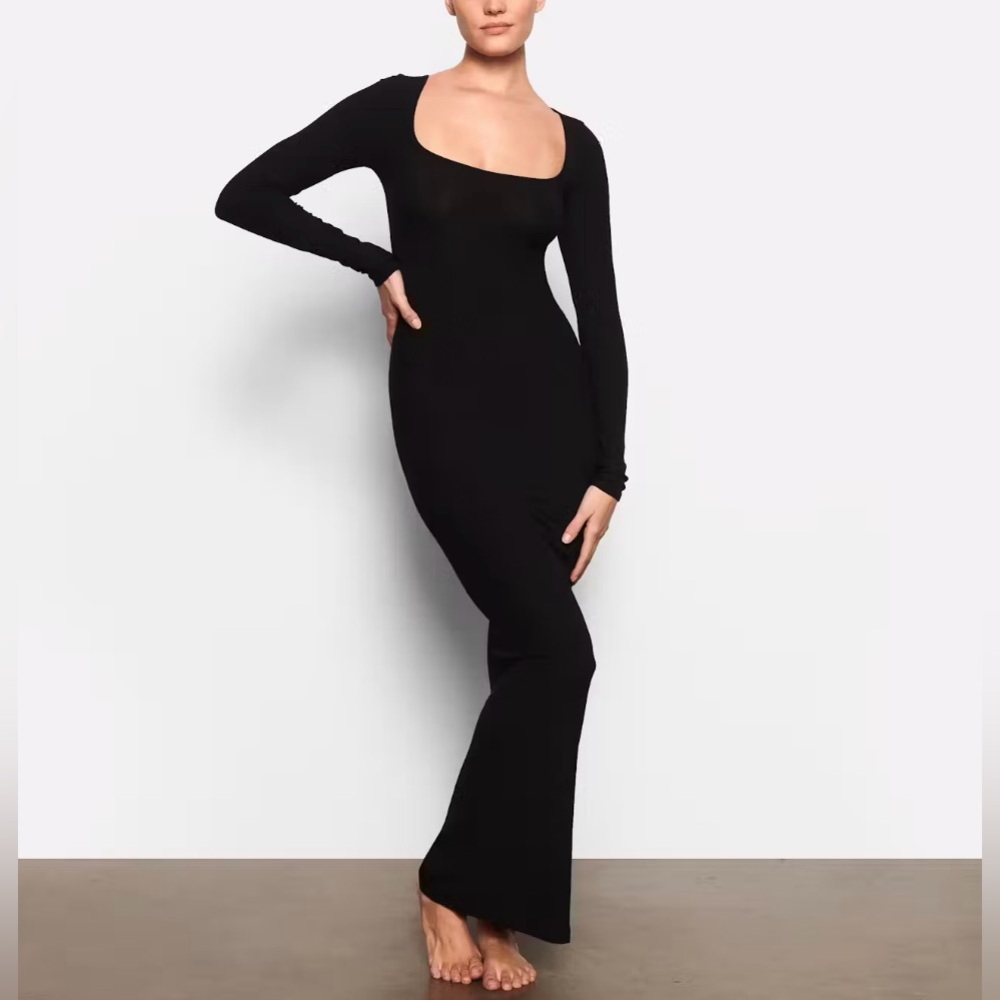 SKIMS Black Long Sleeve Dress